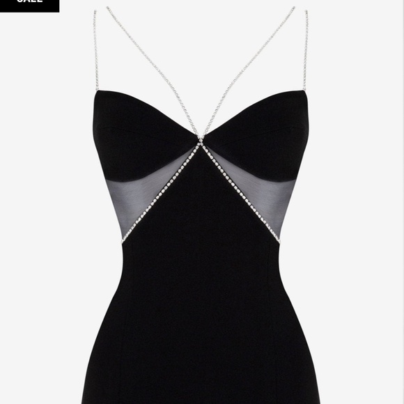 Black Diamante Strap Cutout Mini Dress (S) - NWT, Heiress Beverly Hills - Picture 2 of 3